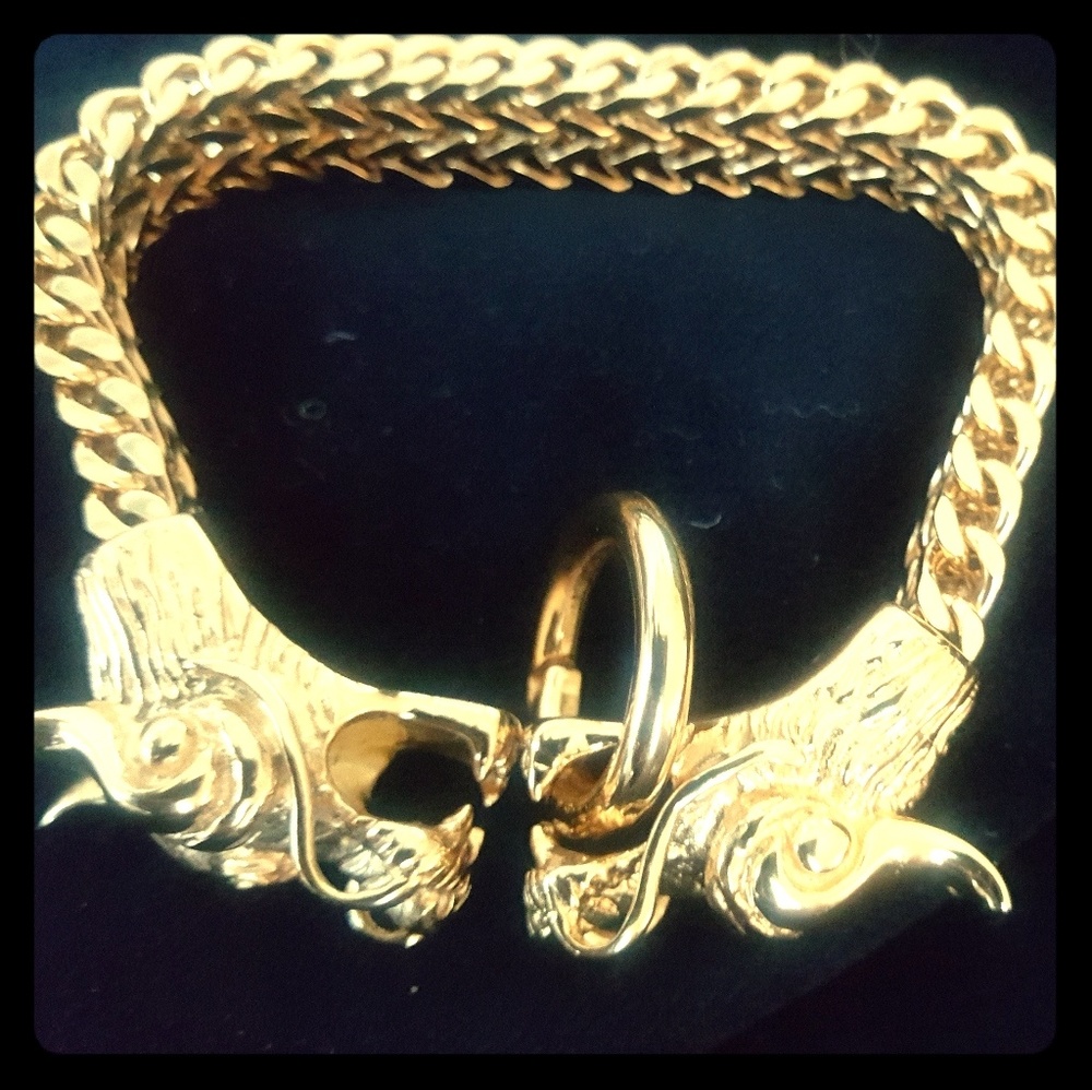 stainless steel Double dragon head bracelet unisex